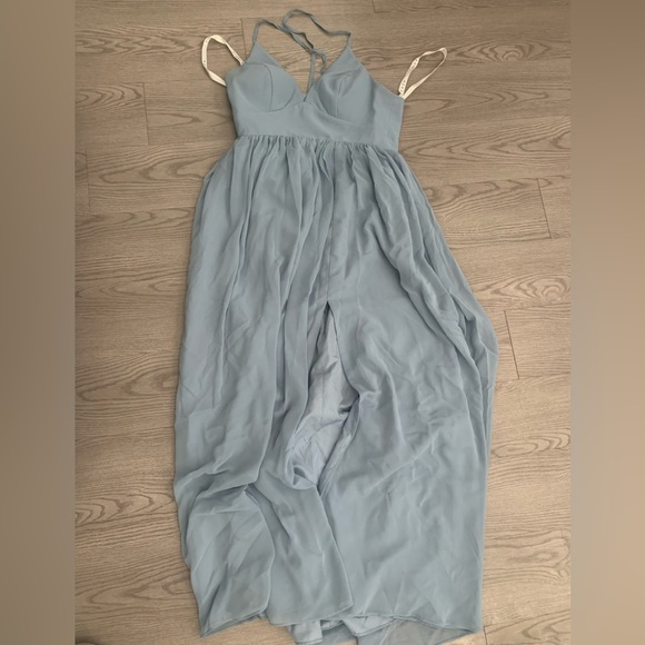 Azazie Aaida bridesmaid dress in dusty blue size a4 - Picture 4 of 6